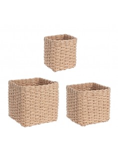 Cesta cuadrada papel beige