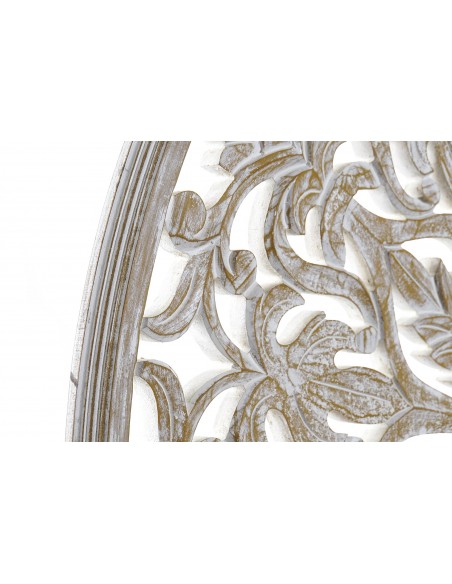 Adorno pared madera tallada blanco decapado -Paneles Decorativos