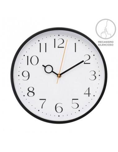 Reloj de pared redondo negro 30cm